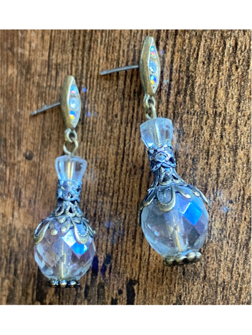 Women's Unbranded Clear Crystal Bronze Tone Dangle Earrings One Size